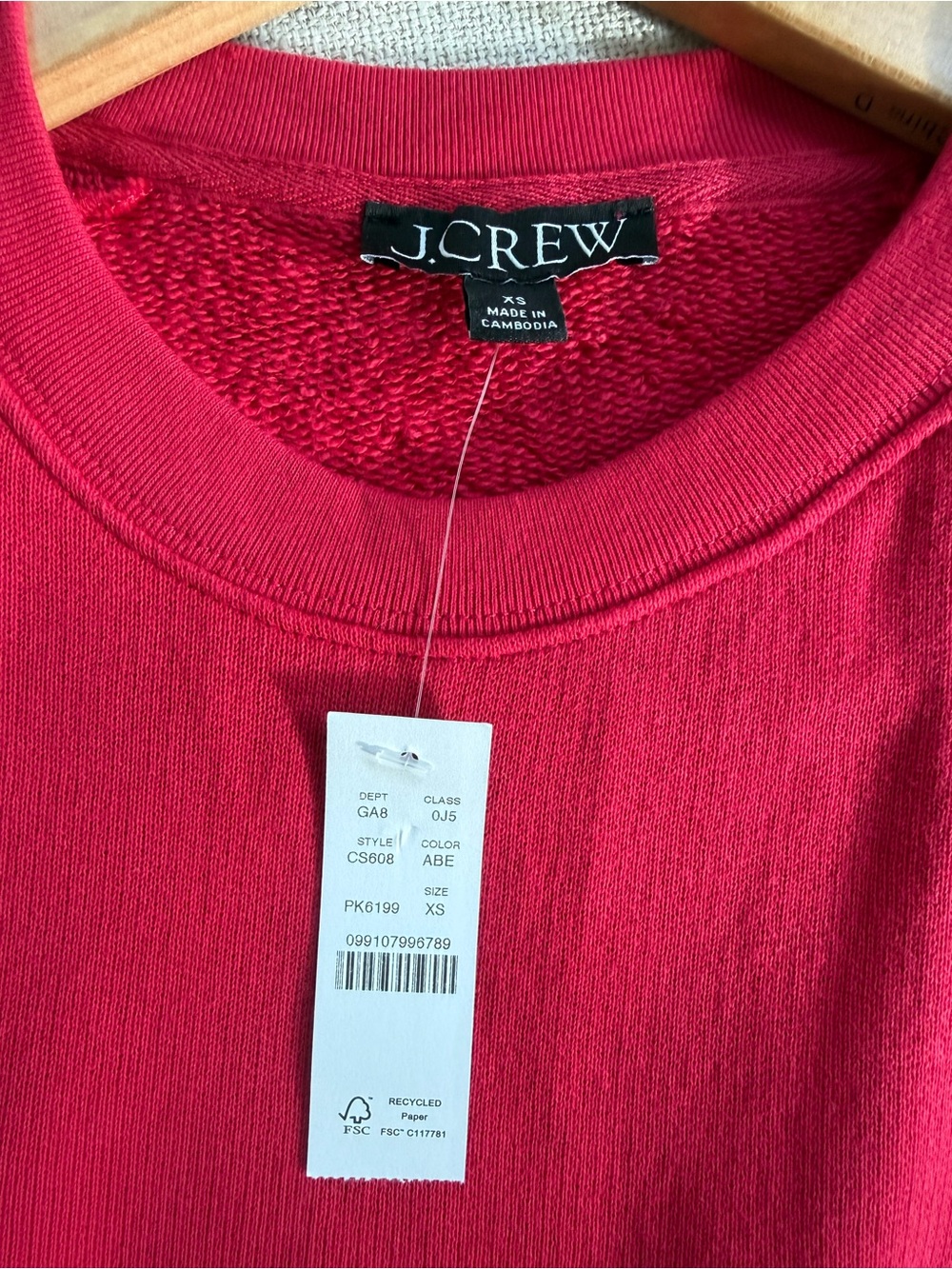 J Crew NWT Heritage terry puff-sleeve sweatshirt Size XS - Picture 4 of 6